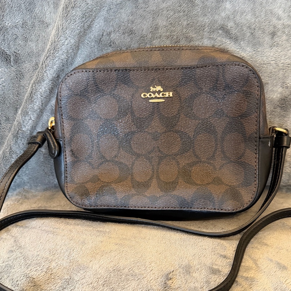 Coach Brown Signature Small Crossbody with Gold Logo